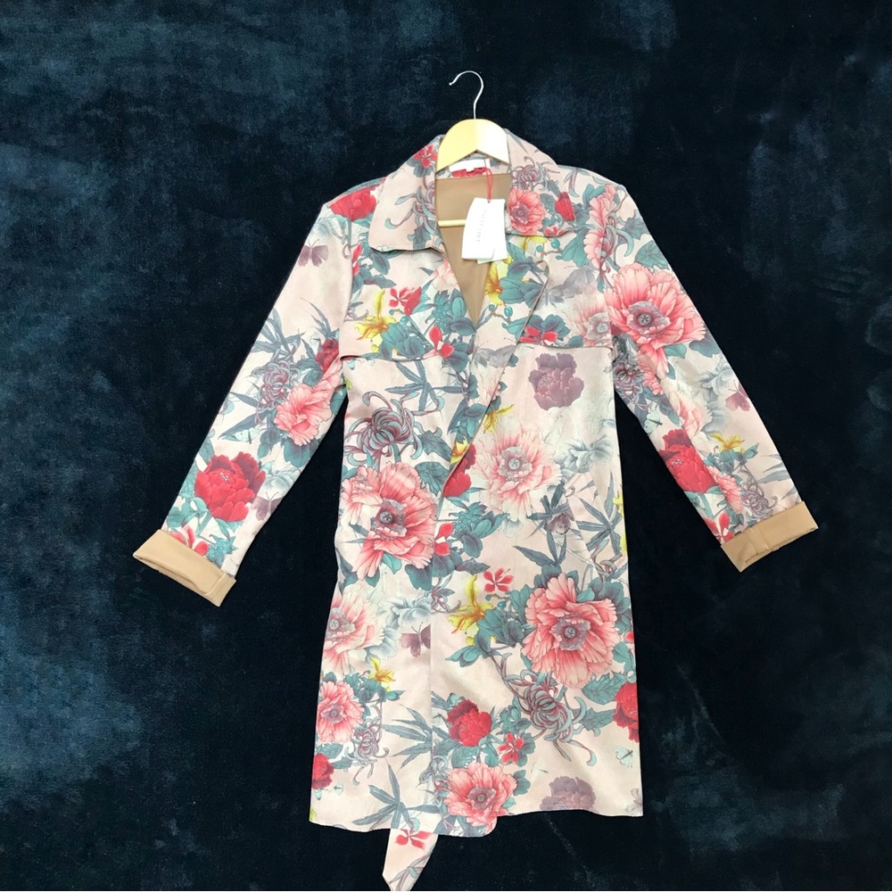 NWT Anthropologie/Solitaire Floral Faux Suede Duster Jacket - Women’s XL
